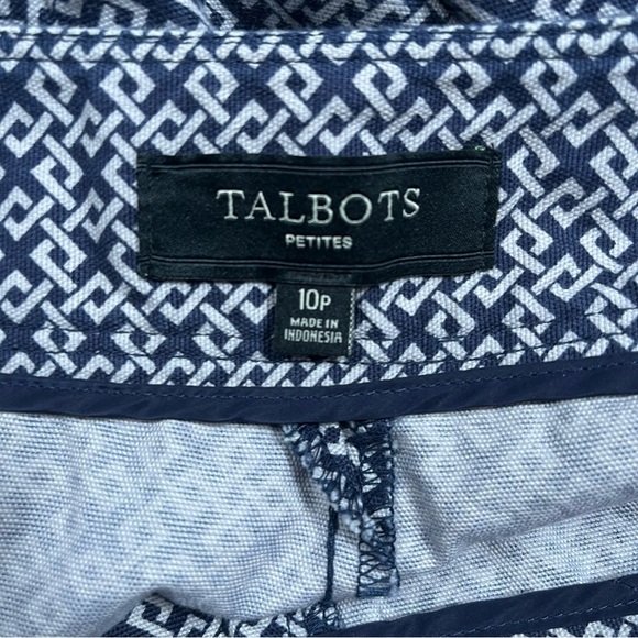 Talbots Pants Size 10 Petite Blue Geometric Signature Ankle Length Stretch - Picture 7 of 10